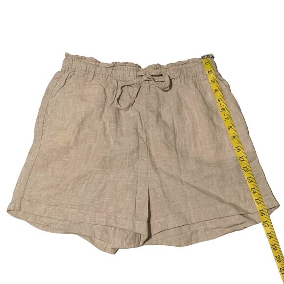 C&C CALIFORNIA Shorts L 100% Linen Beige Elastic Waist Pockets Classic - Picture 5 of 8